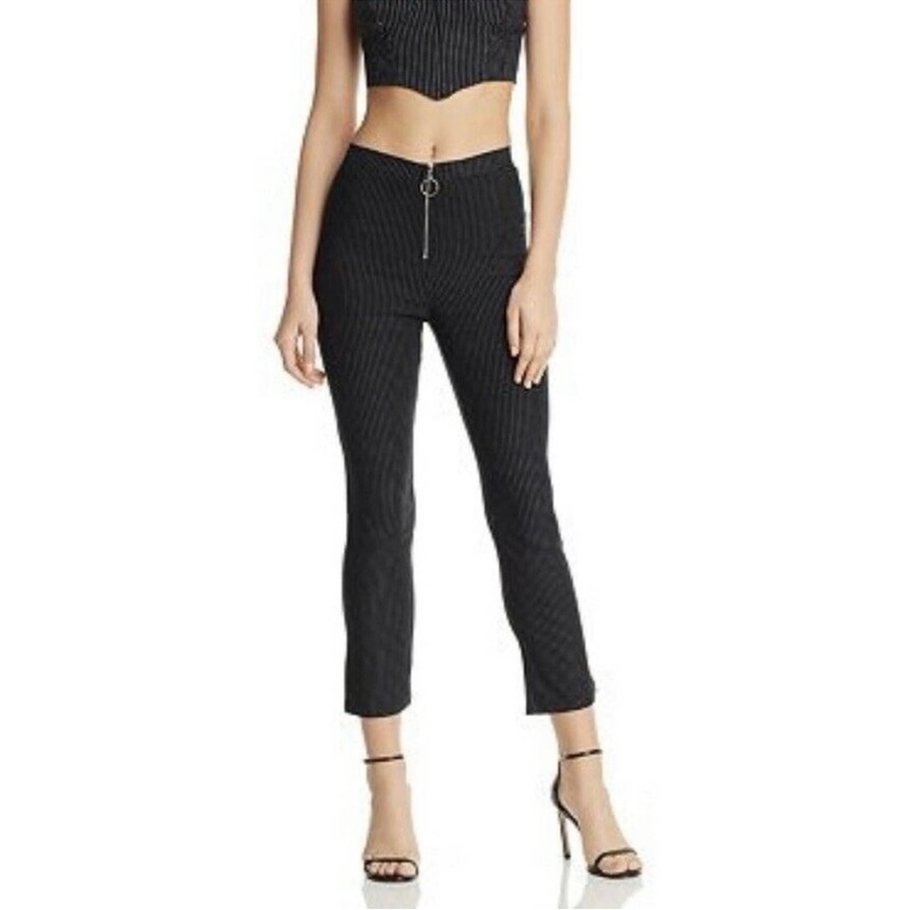 Tiger Mist Halle Black Y2K Style Pinstripe Ankle Pants